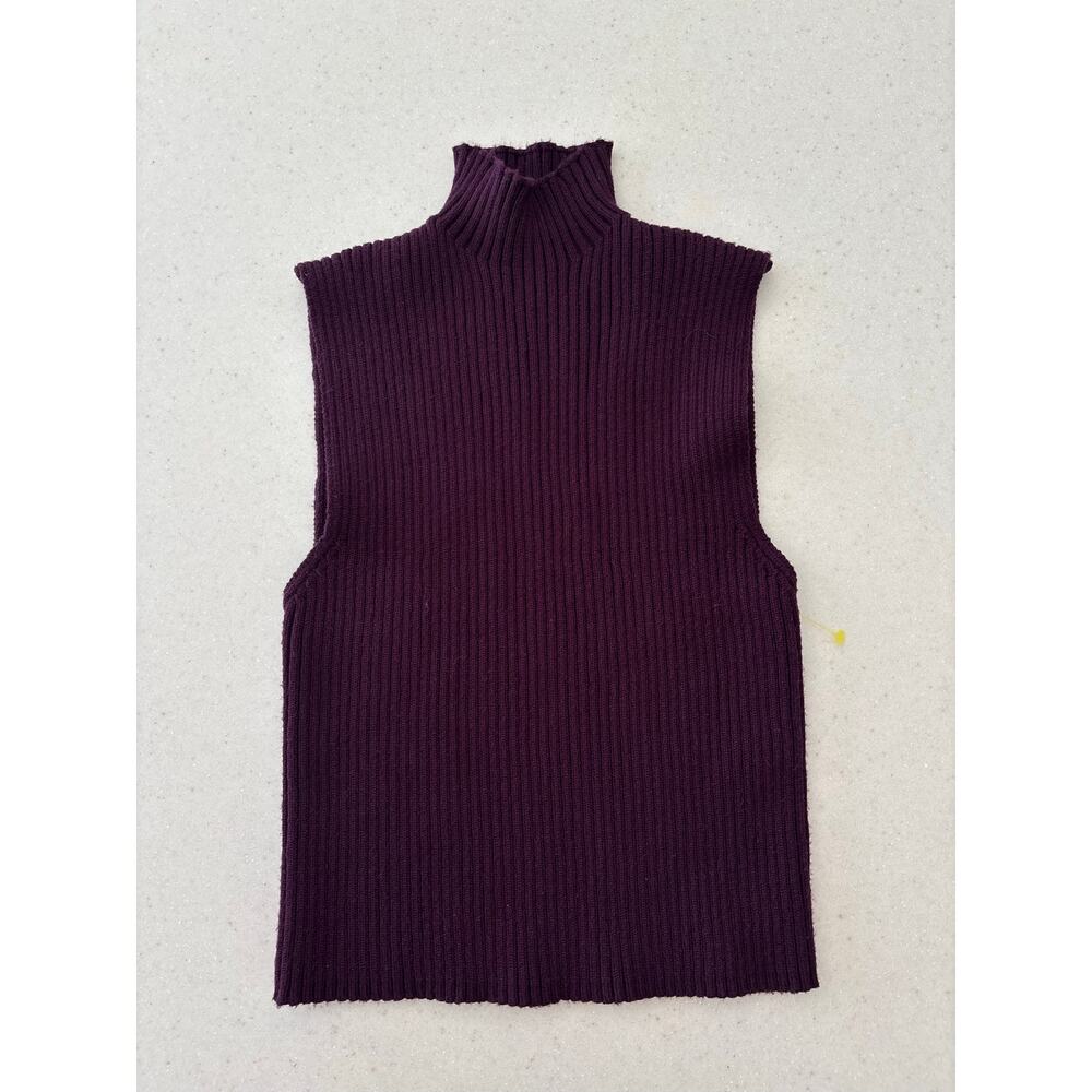 Zara Ribbed Mock Neck Sleeveless Sweater Vest Plum Purple Size M USA 8 - Picture 3 of 8